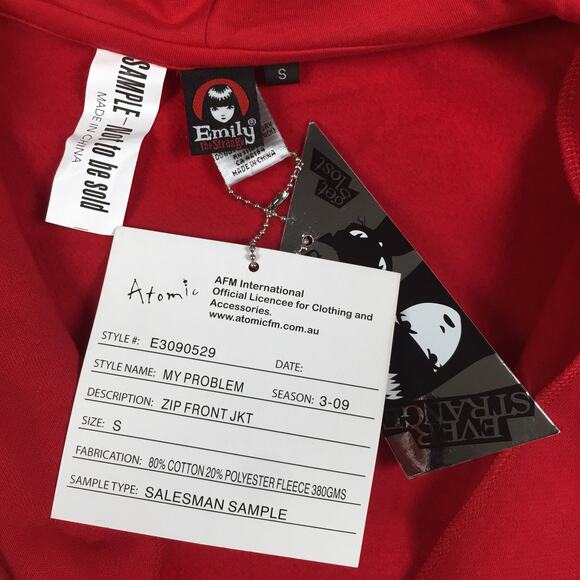 Rare 2009 Emily The Strange Zip Hoodie Mall Goth Emo Vintage Hot Topic NWT - Picture 11 of 16